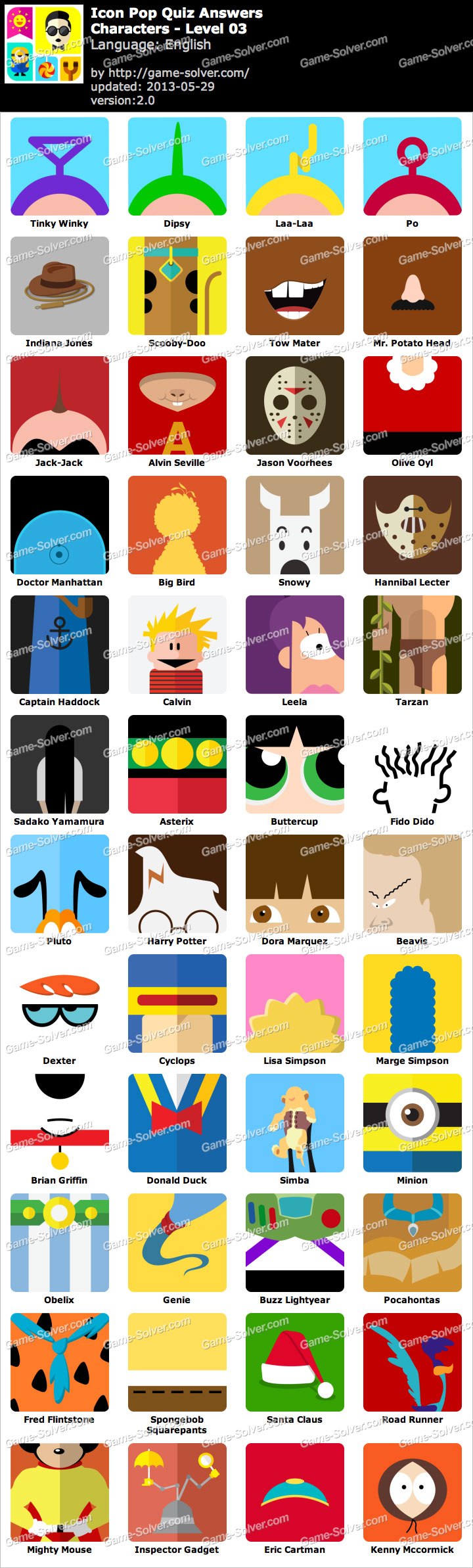 Icon Pop Quiz Characters Level 3 Game Solver