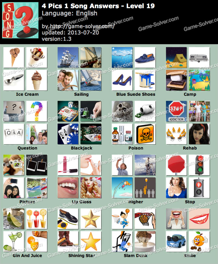 4 Pics 1 Song Level 19 • Game Solver