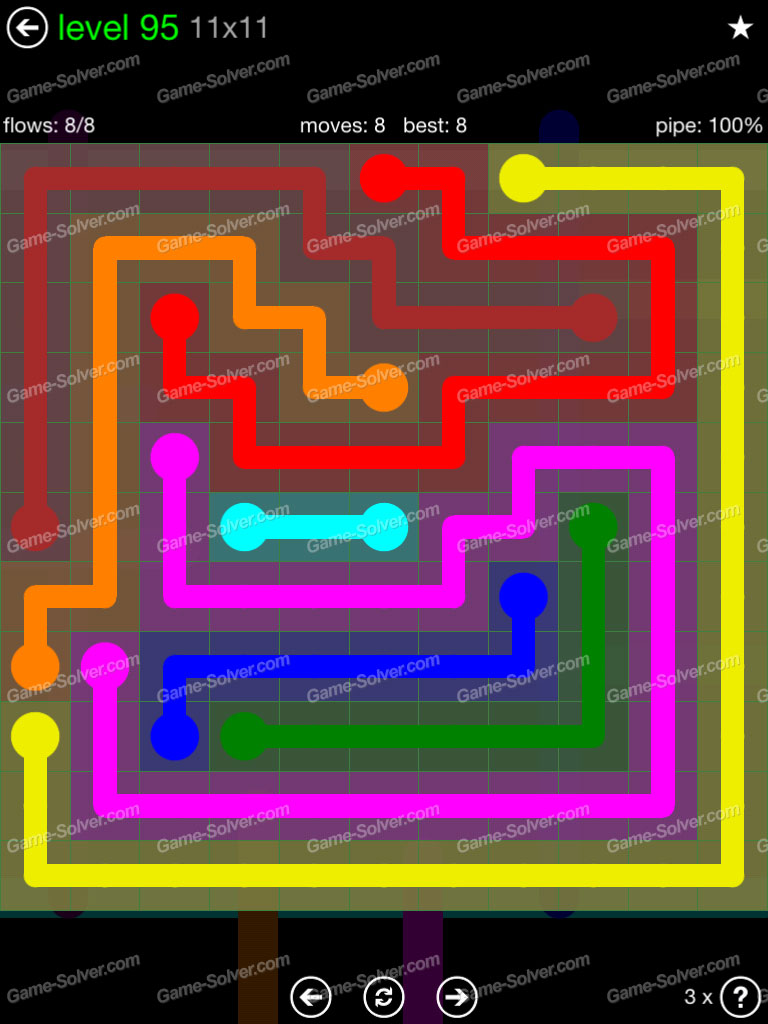 Flow 11x11 Mania Level 96 • Game Solver