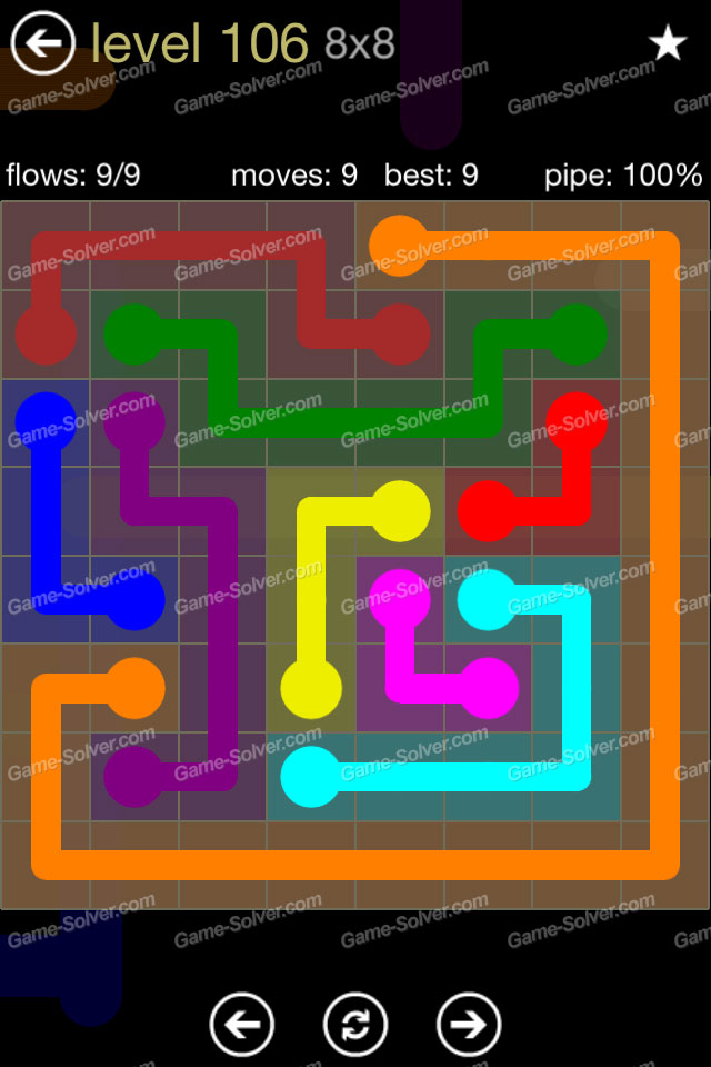 Flow 8x8 Mania Level 106 • Game Solver