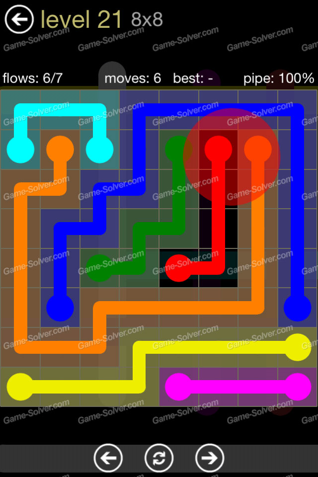 Flow 8×8 Mania Level 21 Game Solver