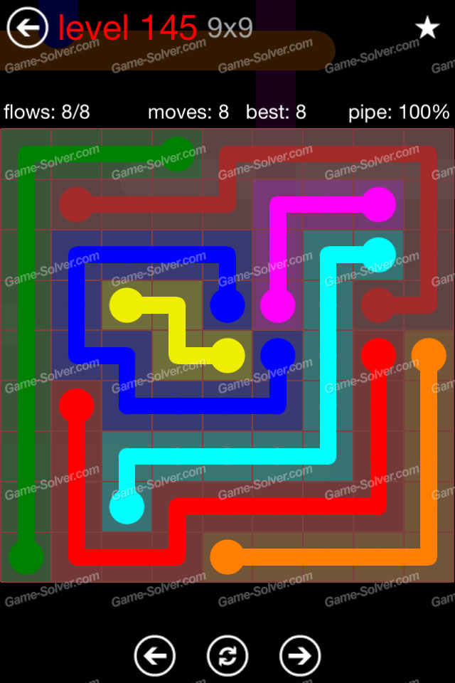 Flow 9×9 Mania Level 145 Game Solver