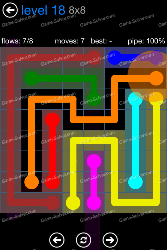 Flow Bonus Pack 8x8 Level 18 • Game Solver