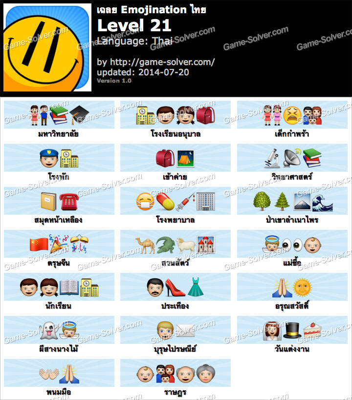 Emojination Thai Level 21 • Game Solver