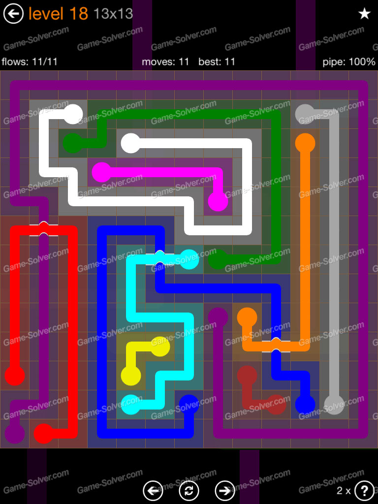 Flow Bridges Jumbo Pack 13×13 Level 18 Game Solver
