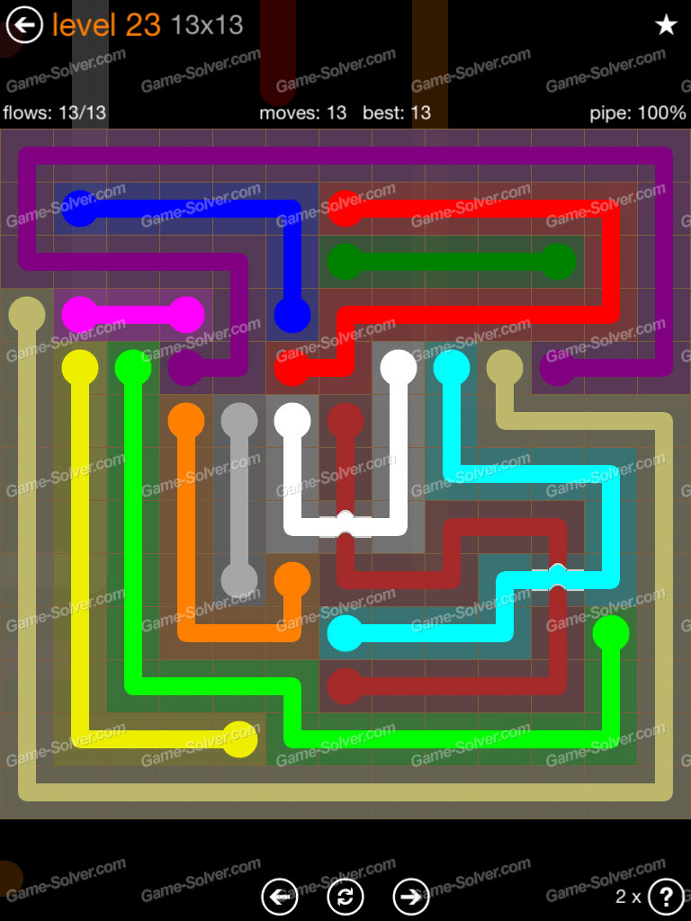 Flow Bridges Jumbo Pack 13x13 Level 23 • Game Solver