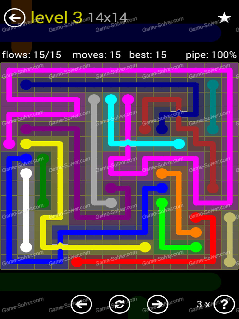 Flow Bridges Yellow Pack 14x14 Level 3 • Game Solver