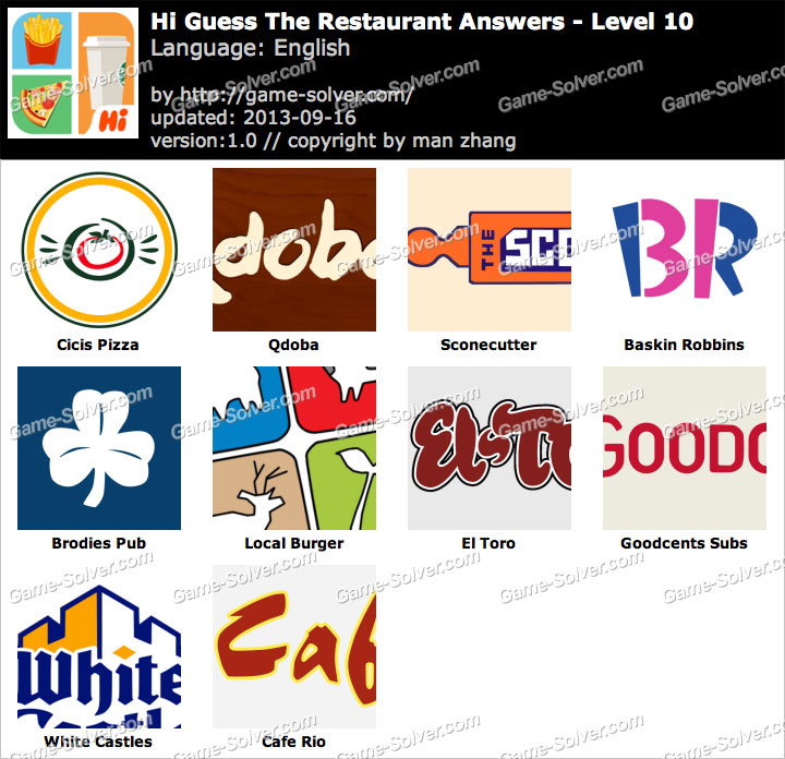 guess the restaurant answers level 1