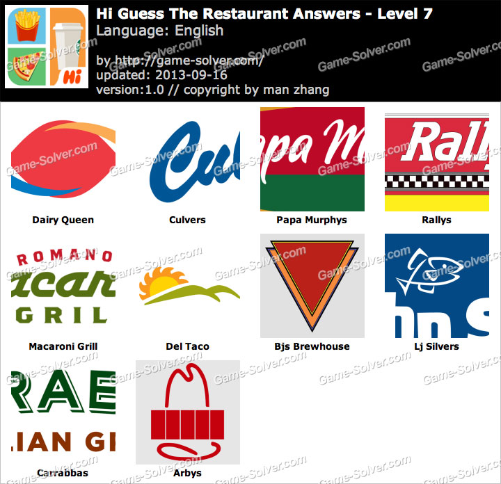 guess the restaurant answers level 1