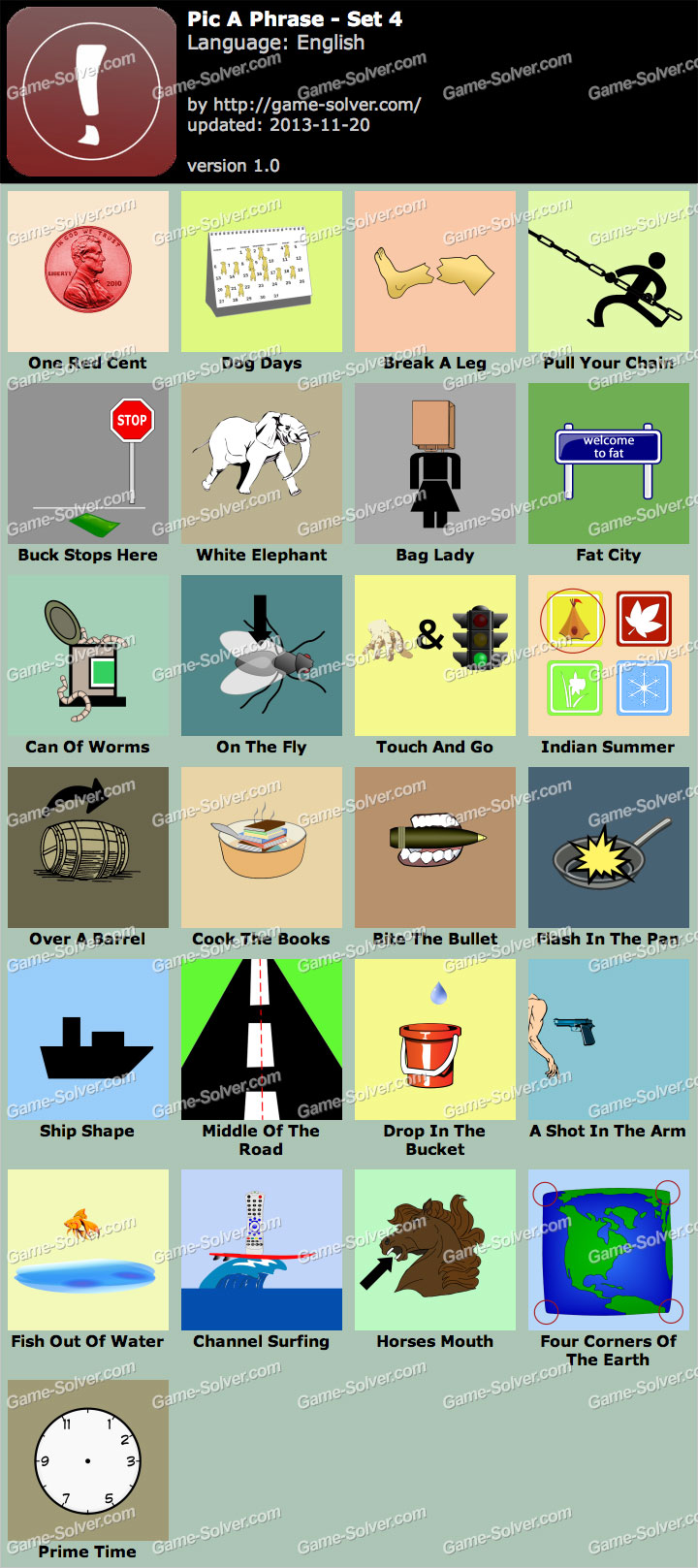 Pic a Phrase Set 4 Game Solver