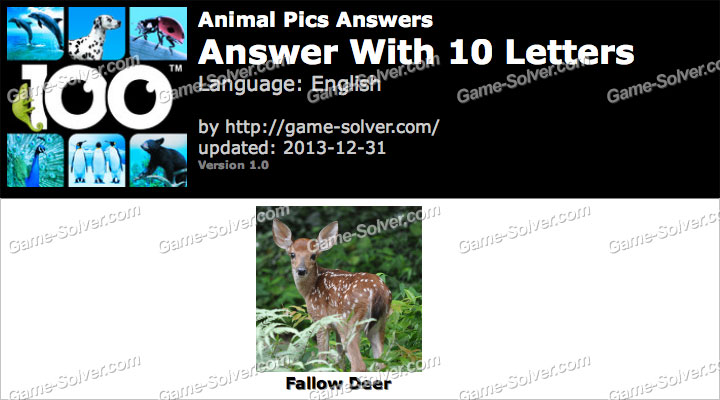 Animal Pics 10 Letters  Game Solver