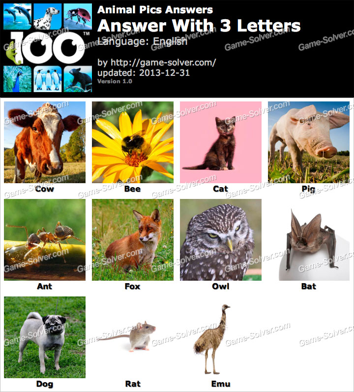 three letter animals names