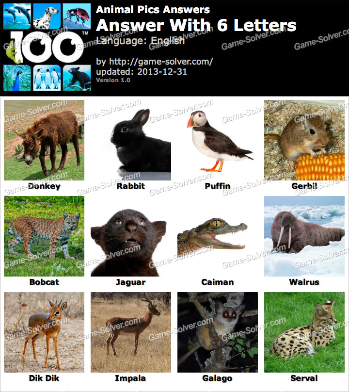 Animals With 5 Letters Levelings