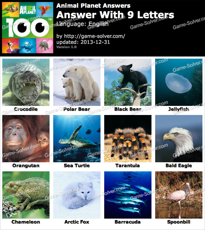 Animal Planet 9 Letters • Game Solver