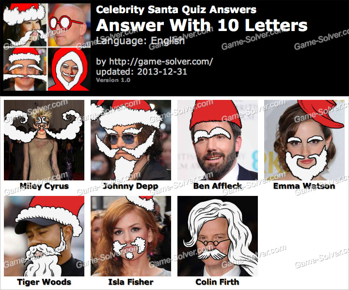 Celebrity Santa Quiz 10 Letters • Game Solver