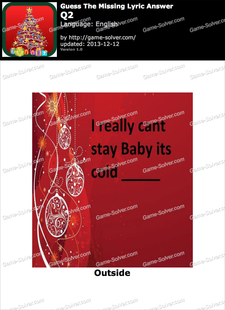 Guess The Missing Lyric Q2 • Game Solver