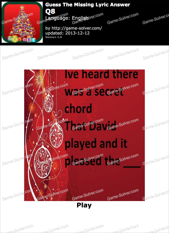 Guess The Missing Lyric Q8 • Game Solver