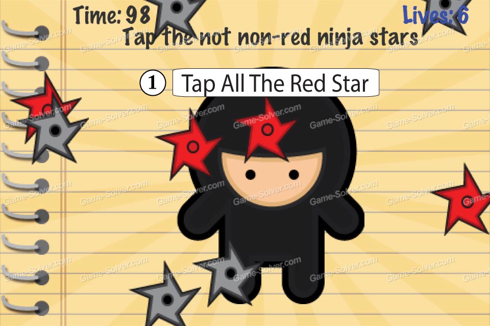 Impossible Test Tap The Not Non Red Ninja Stars • Game Solver