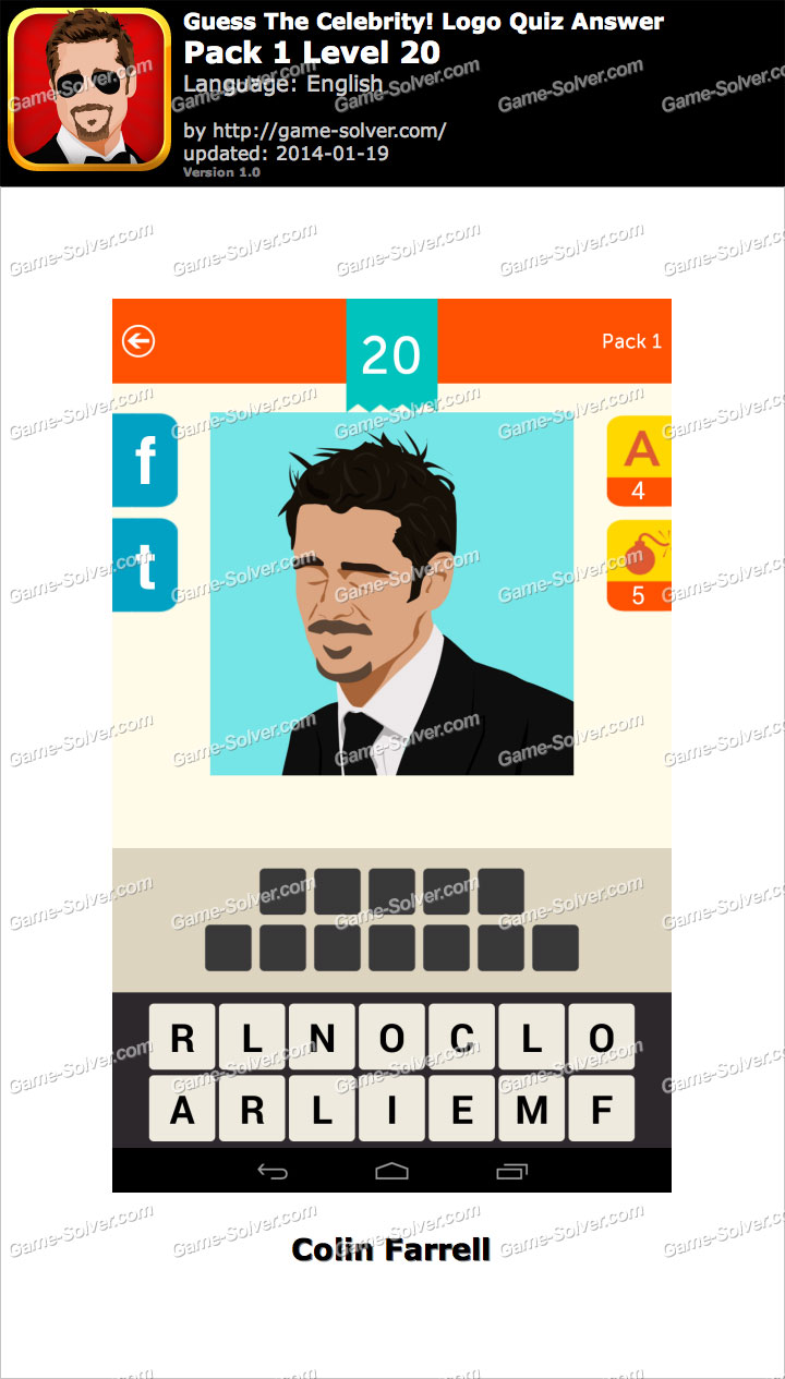 Guess The Celebrity Logo Quiz Pack 1 Level 20 - Game Solver