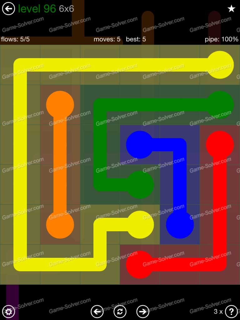 Flow 6x6 Mania Level 96 • Game Solver