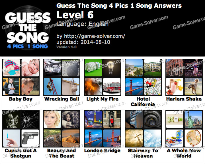 Guess The Song 4 Pics 1 Song Level 6 • Game Solver
