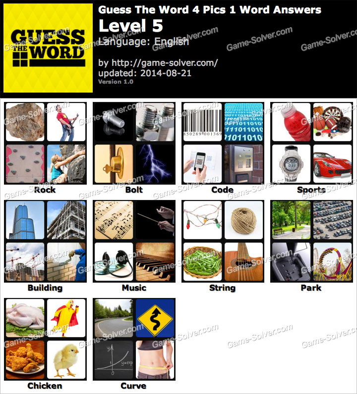 Guess The 4 Pics 1 Word Level 5 • Game Solver