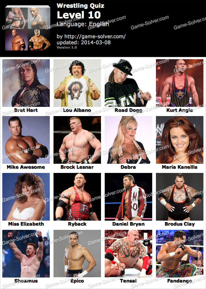 Wrestling Quiz Level 10 • Game Solver