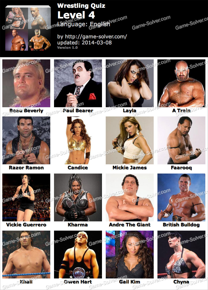 Wrestling Quiz Level 4 • Game Solver