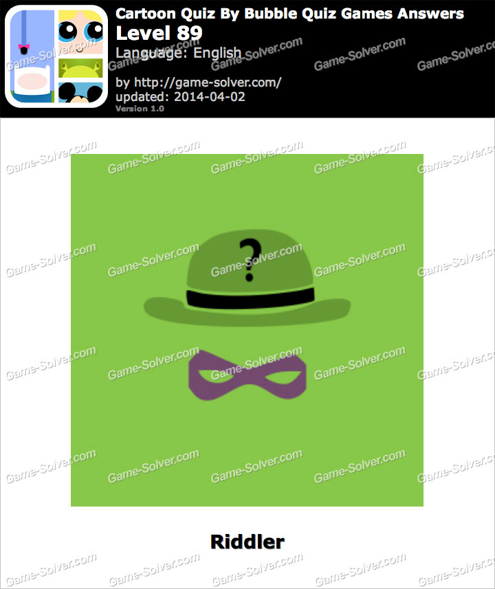 Cartoon Quiz by Bubble Quiz Games Level 89 Game Solver