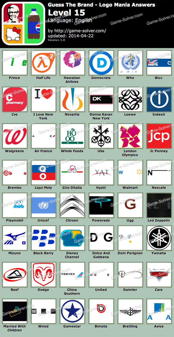 Logoquiz Answers on X: Logo Quiz Level 15 Answers In this page