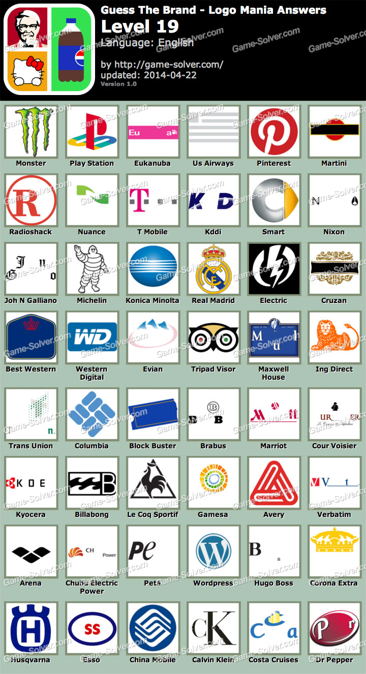 Picture Quiz: Logos – Game Answers Level 1 To Level 19