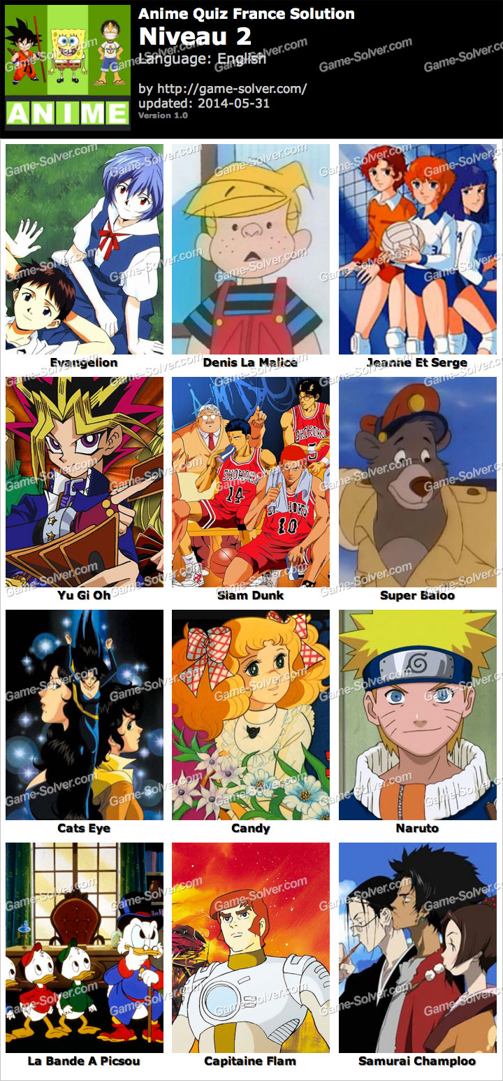 Anime Quiz Français niveau 2 Game Solver