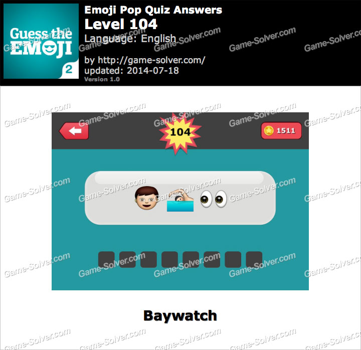 Emoji Pop Quiz Level 104 Game Solver