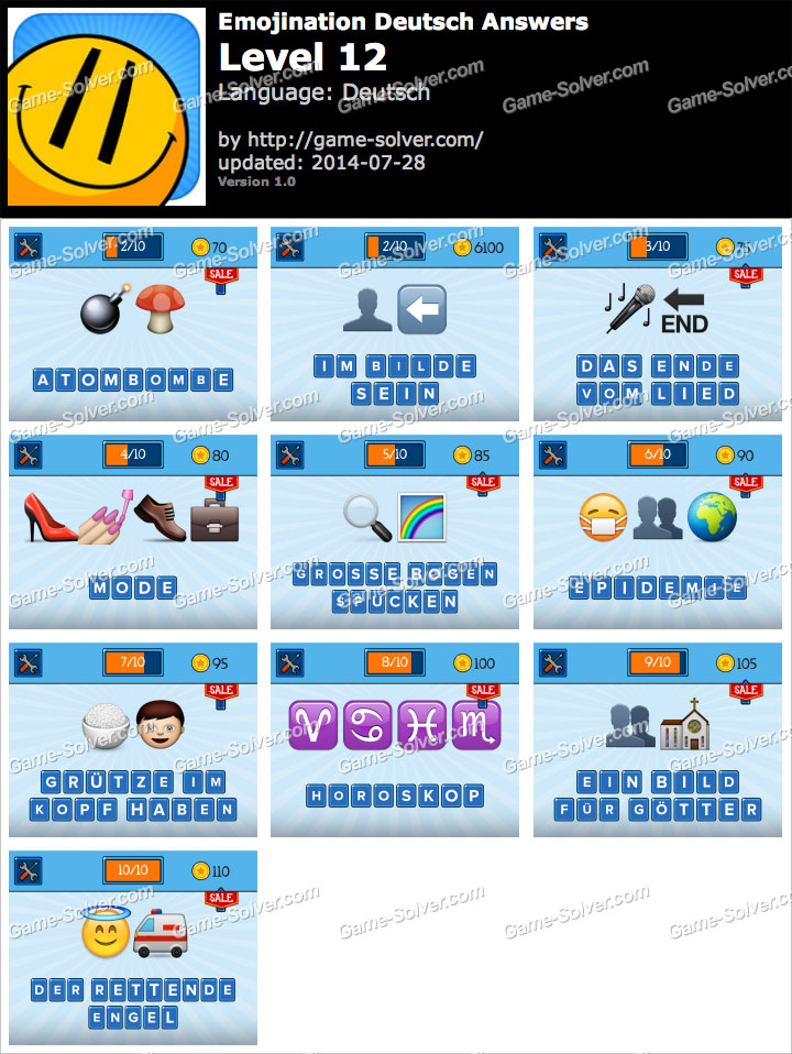 EmojiNation Deutsch Level 12 • Game Solver