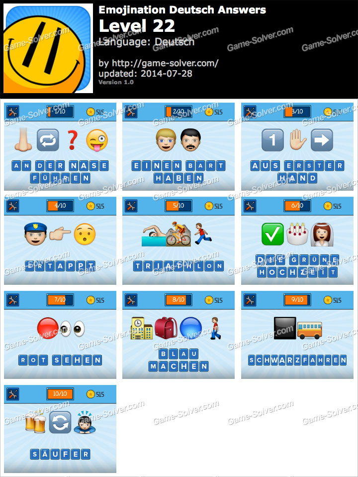 EmojiNation Deutsch Level 22 • Game Solver