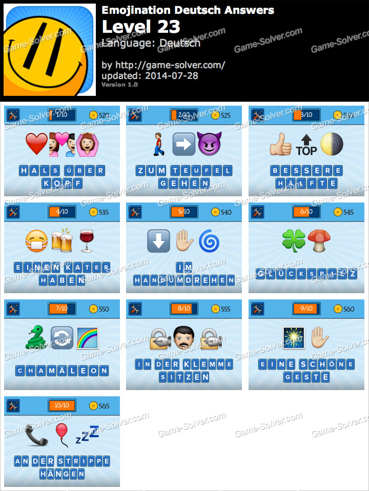 EmojiNation Deutsch Level 23 Game Solver