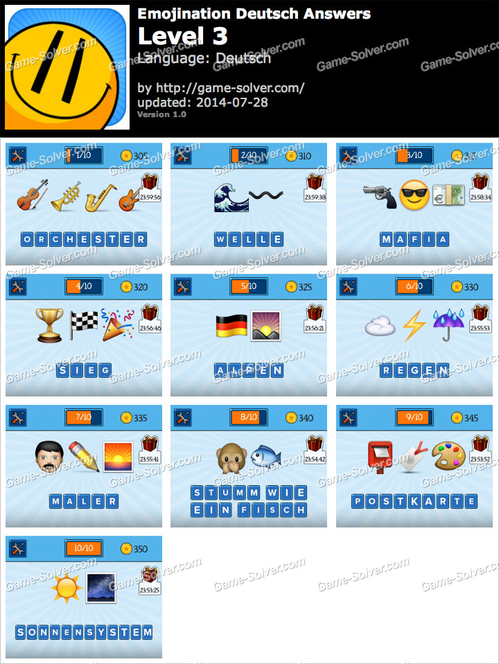 EmojiNation Deutsch Level 3 • Game Solver