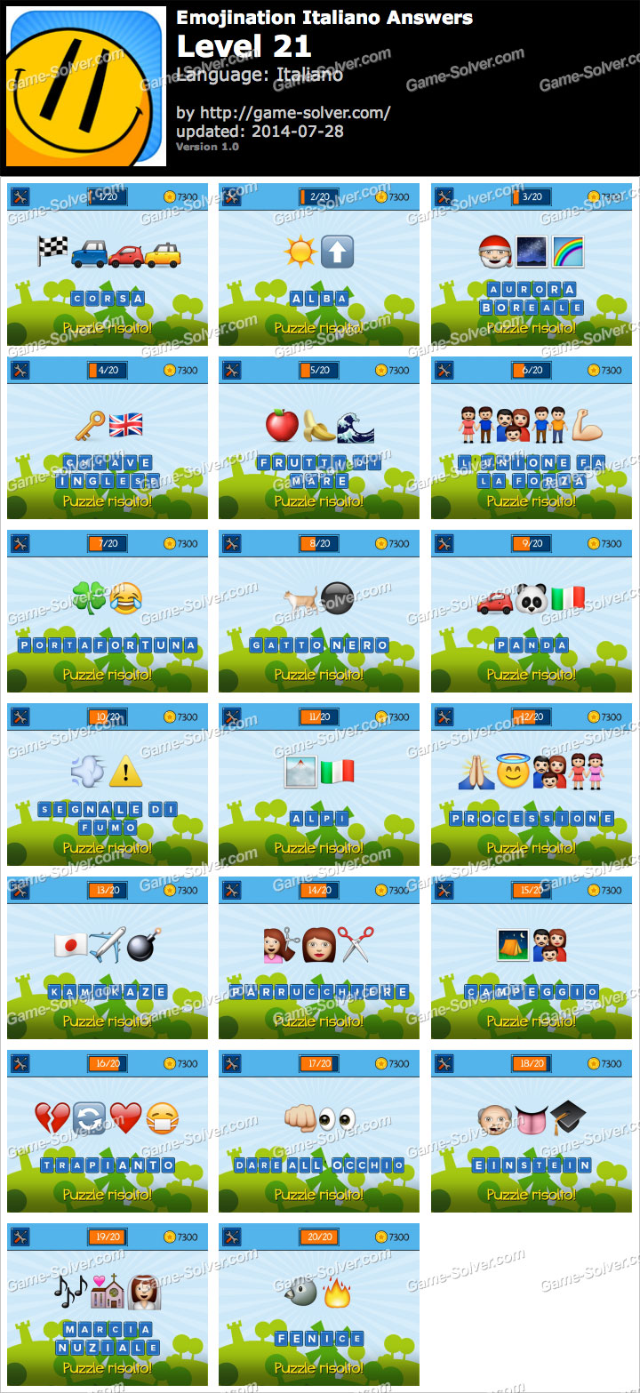 EmojiNation Italiano Livello 21 • Game Solver