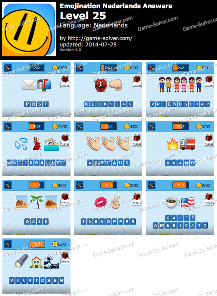 EmojiNation Nederlands Niveau 25 • Game Solver
