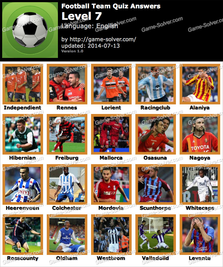Football Team Quiz Level 7 Game Solver