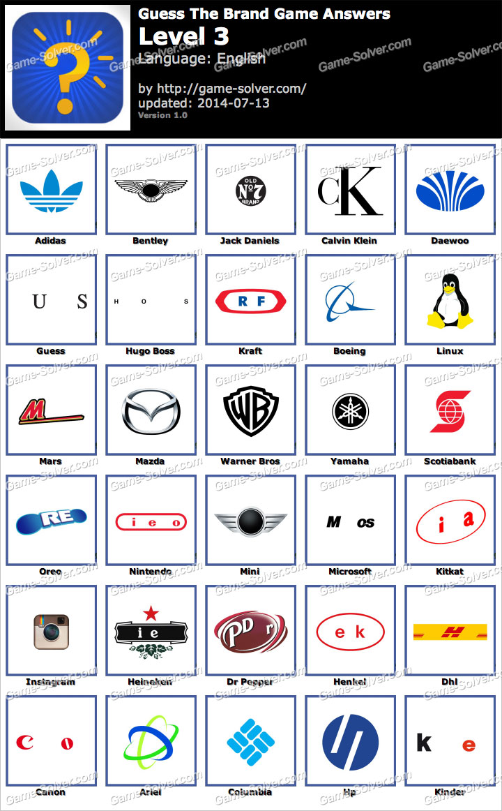 Logo Quiz Brand Test Level 3 • Game Solver