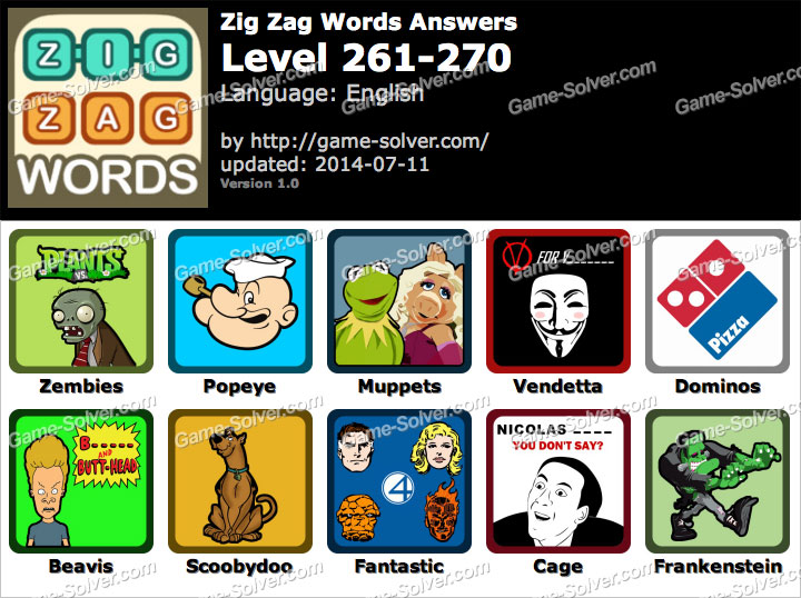 Zig Zag Words Level 261270 • Game Solver