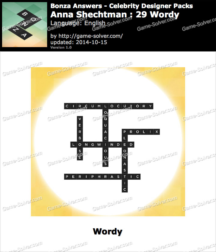 Bonza Answers Anna Shechtman 29 Wordy Game Solver