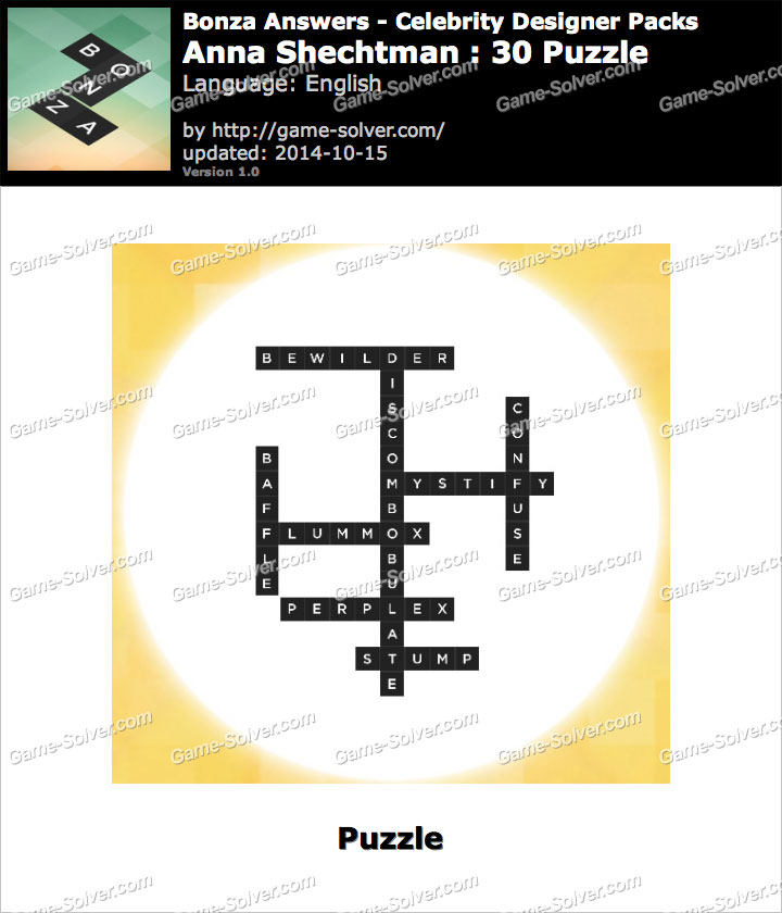 Bonza Answers Anna Shechtman 30 Puzzle Game Solver