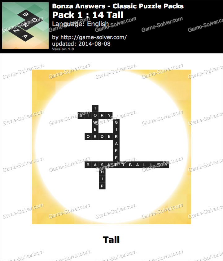 Bonza Answers Classic Puzzle Pack 1 14 Tall Game Solver Bonza Answers Classic Puzzle Pack 1 14 Tall Game Solver