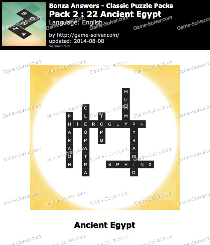 Bonza Answers Classic Puzzle Pack 2 22 Ancient Egypt Game Solver