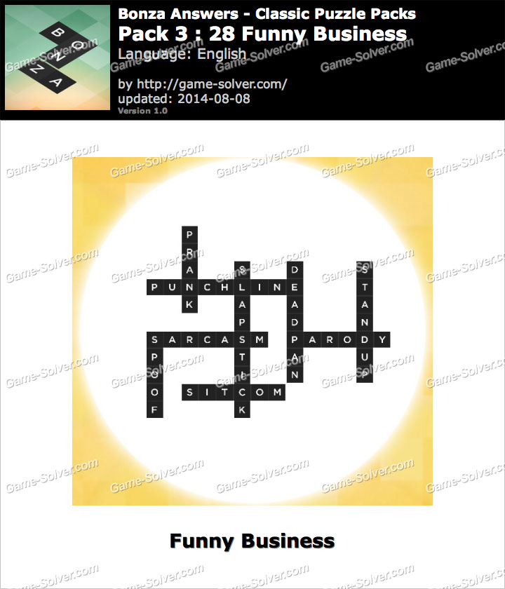 Bonza Answers Classic Puzzle Pack 3 28 Funny Business Game Solver bonza-answers-classic-puzzle-pack-3-28-funny-business-game-solver