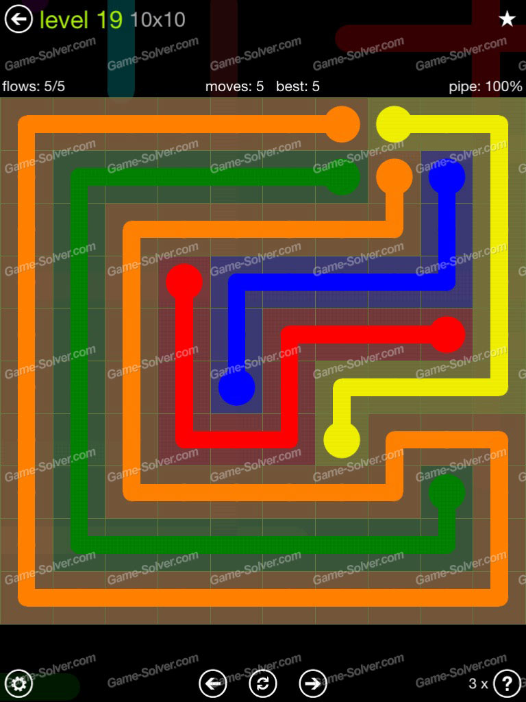 Flow Extreme Pack 10×10 Level 19 Game Solver