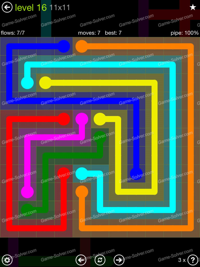 Flow Extreme Pack 1111 Level 16 Game Solver