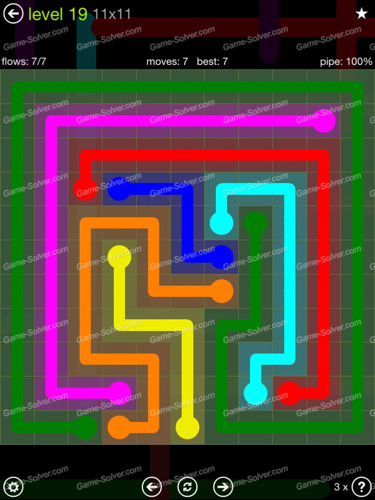Flow Extreme Pack 11×11 Level 19 Game Solver